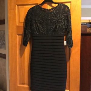 Adrianna Papell Black lace top cocktail dress